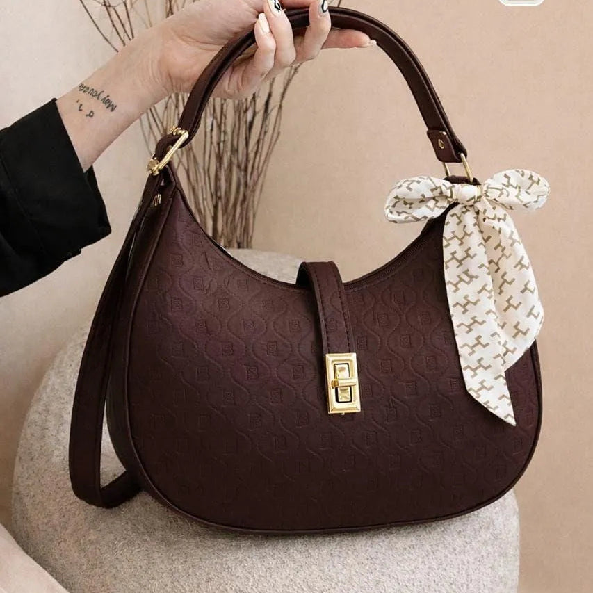 Textured Shoulder Bag with Bow