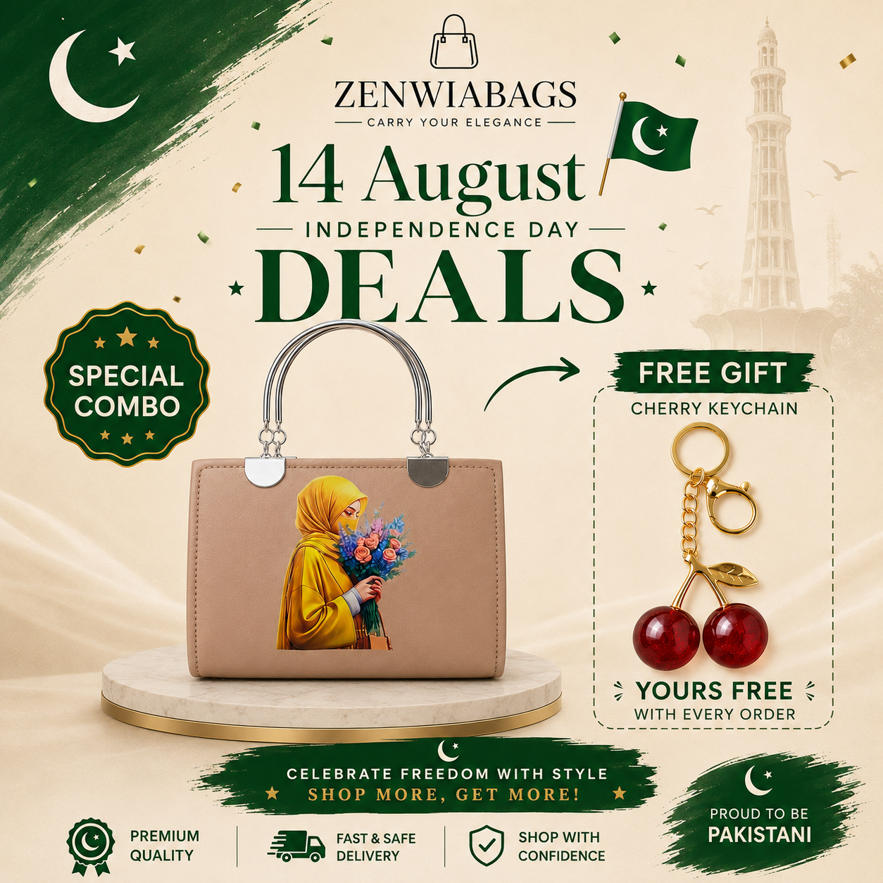 14 August Special Offer | Premium Ladies Handbags + FREE Cherry Keychain