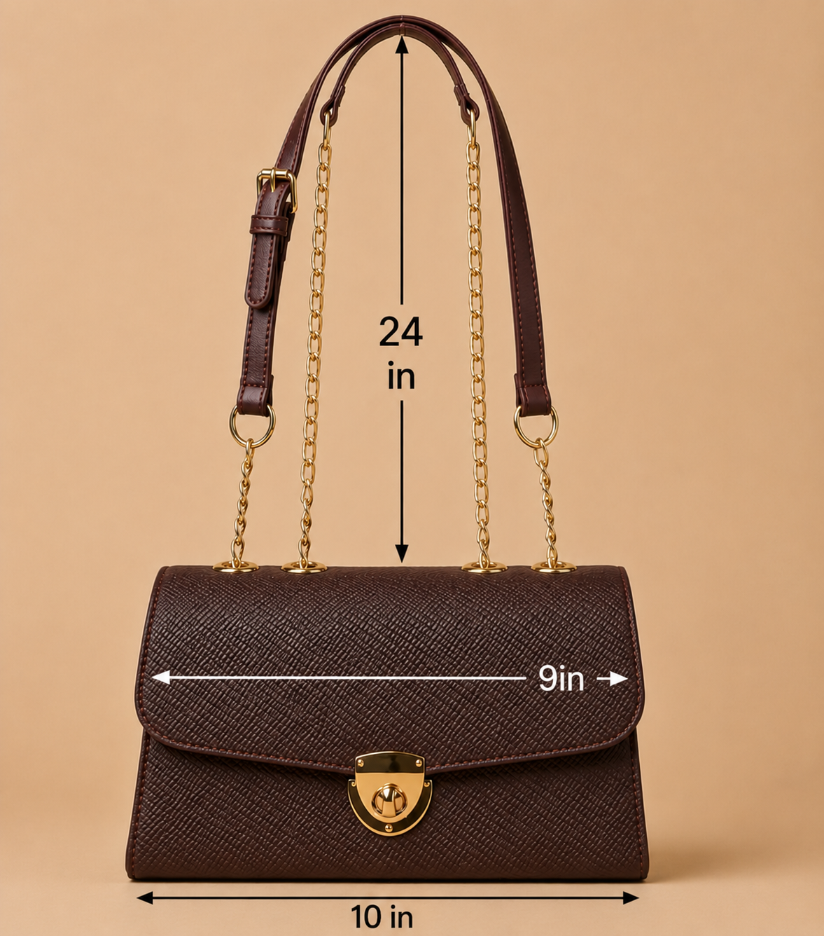 Elegant Chocolate Maroon Basket-Weave Satchel with Gold Lock