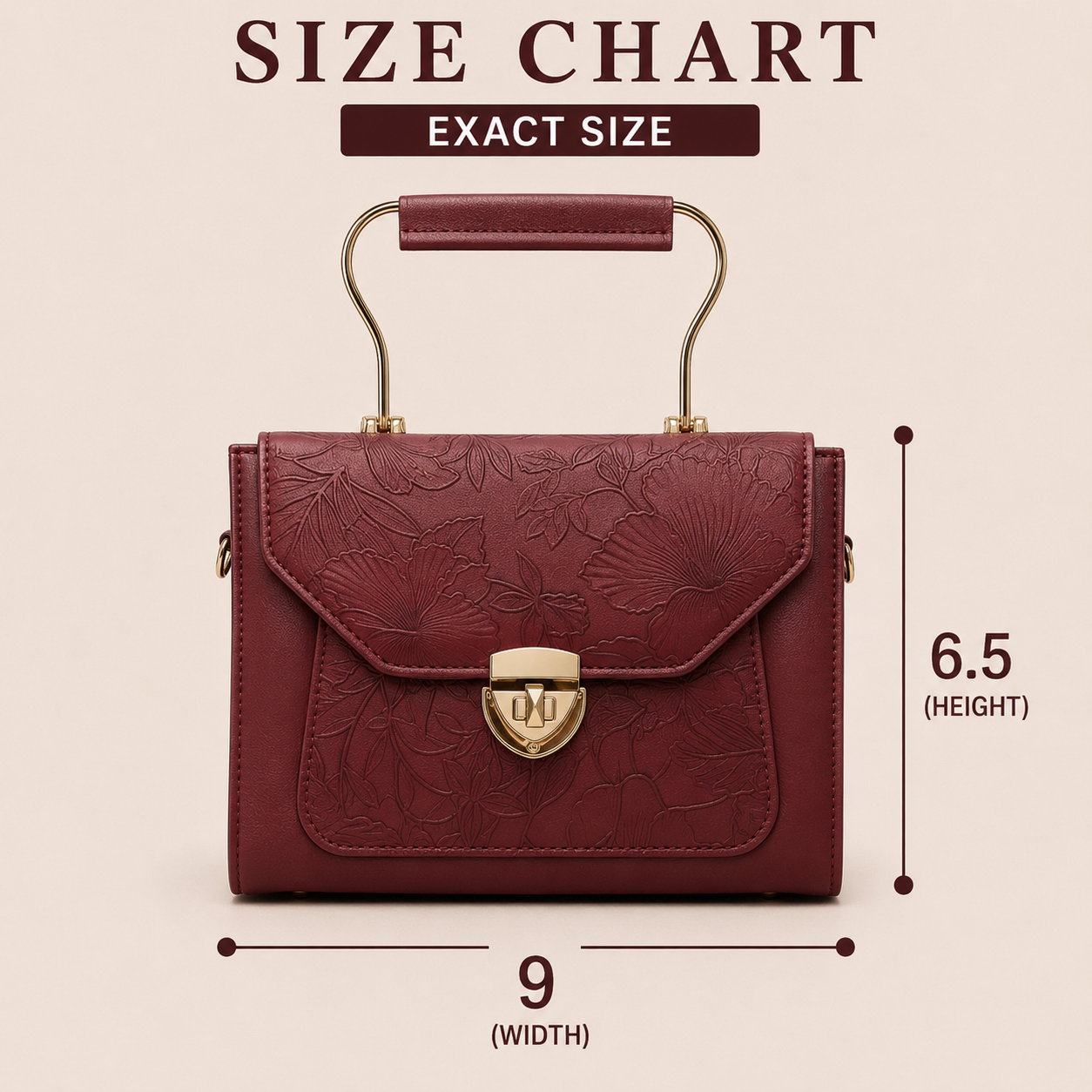 Premium Floral Embossed Handbag for Women