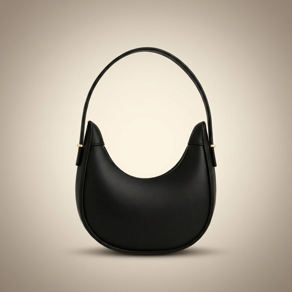 Leather Plain Shoulder Bag