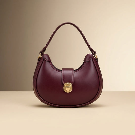 Leather Plain Shoulder Bag for Women