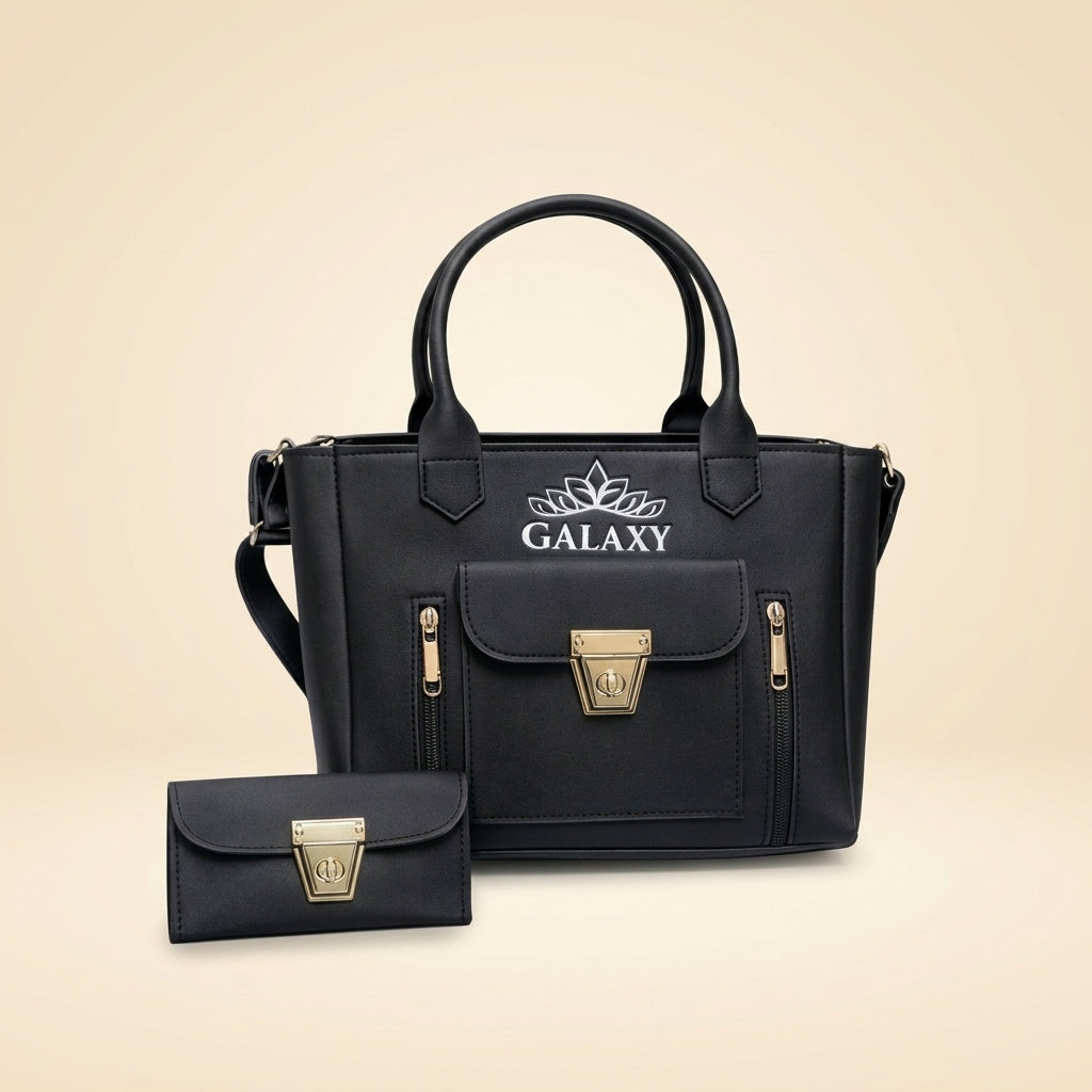 Elegant Brown Leather Bag & Wallet Set for Girls
