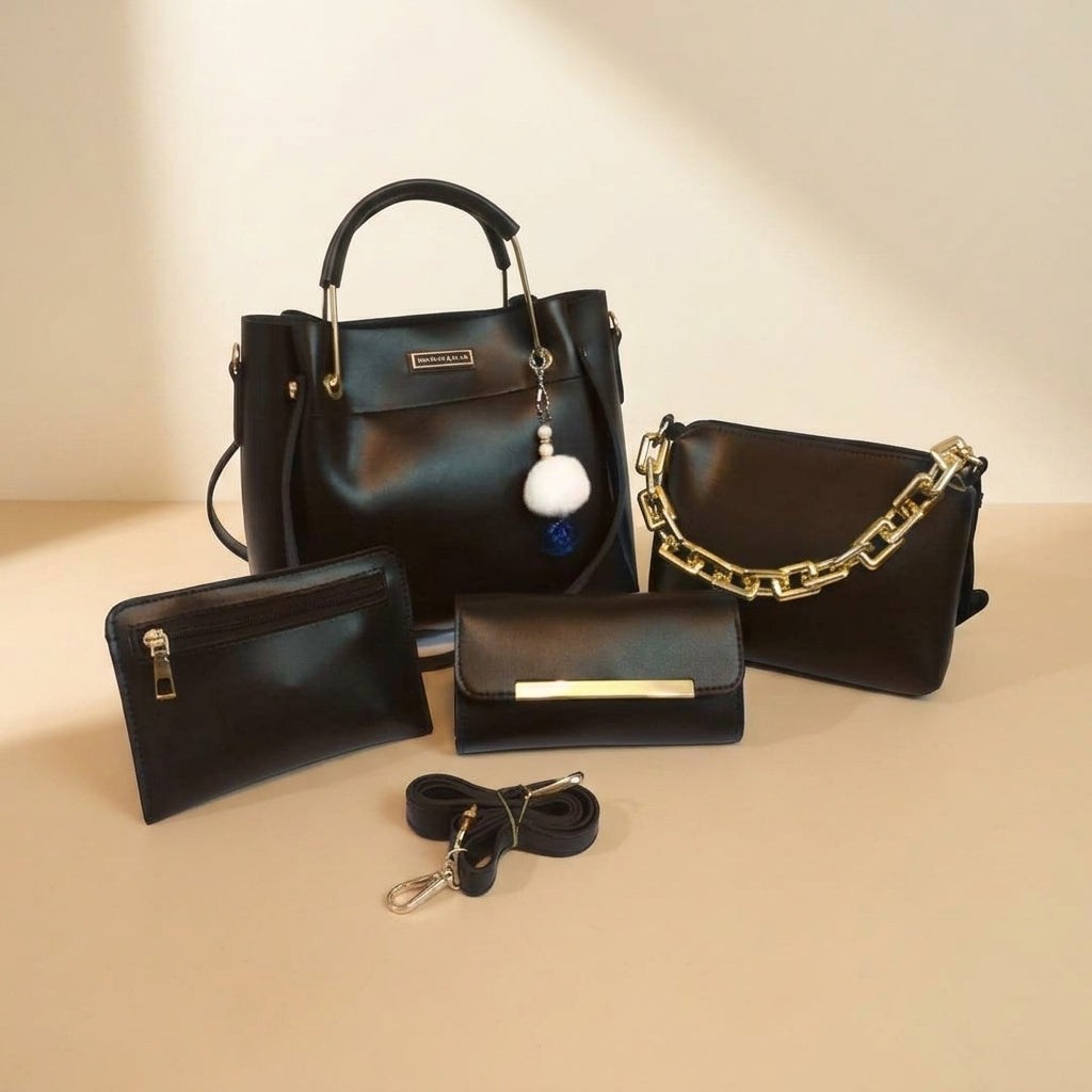 Luxury 4-Piece Leather Handbag Set for Women