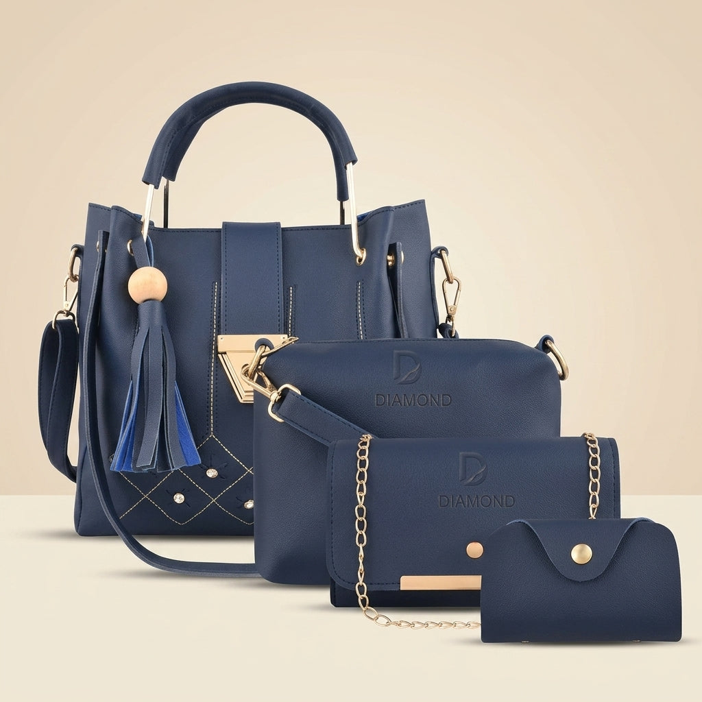 Elegant PU Leather 4-Piece Handbag Set for Women