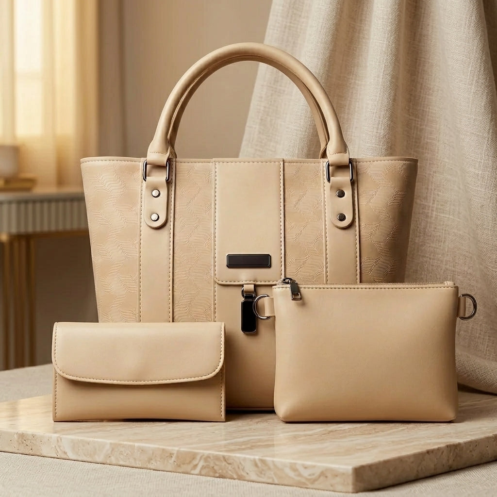 Elegant Tote Bag with Matching Crossbody & Wallet