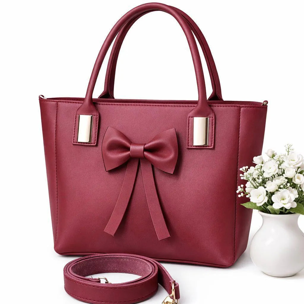 Leather Plain Shoulder Bag