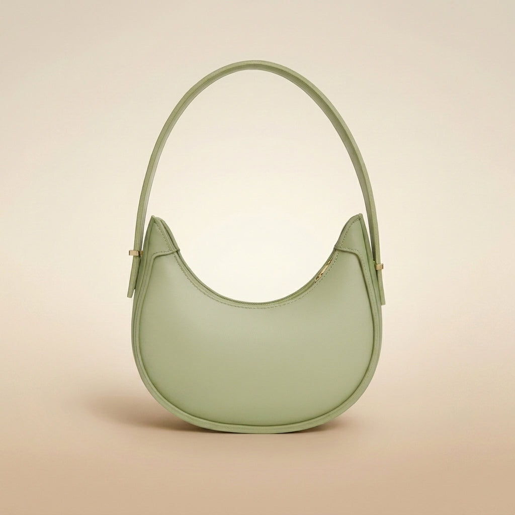 Leather Plain Shoulder Bag
