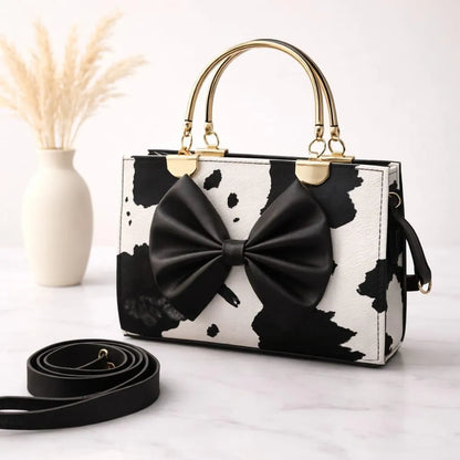 Premium Cow Print Top Handle Bag – Fashionable & Lightweight Ladies Bag