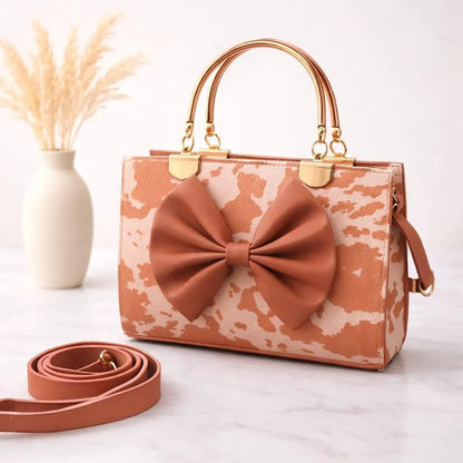 Premium Cow Print Top Handle Bag – Fashionable & Lightweight Ladies Bag