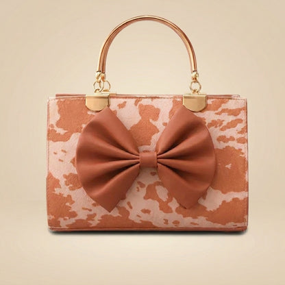 Premium Cow Print Top Handle Bag – Fashionable & Lightweight Ladies Bag