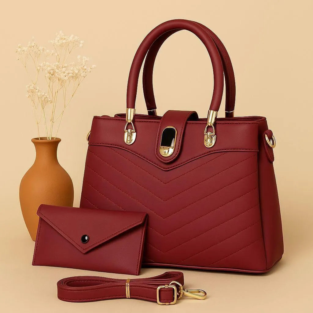 Quilted Shoulder Bag Set with Wallet