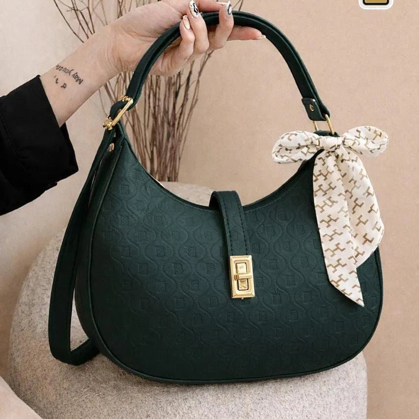 Textured Shoulder Bag with Bow