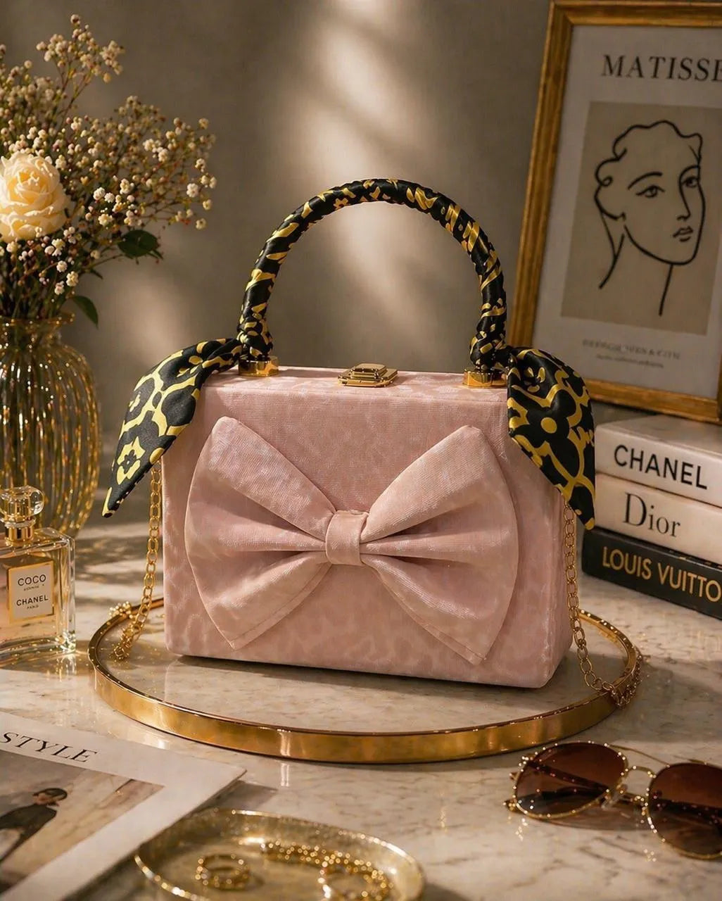 Premium Cow Handbag with Gold Handle – Stylish & Durable Ladies Handbag
