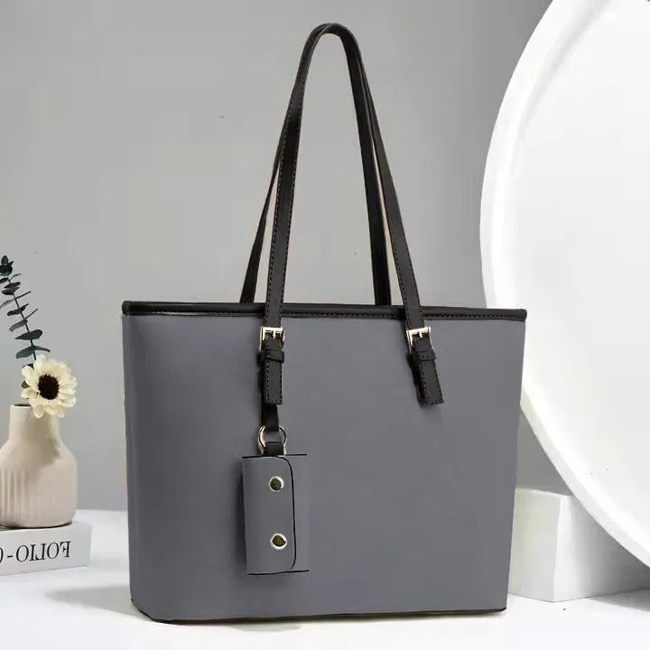 Grey Leather Shoulder Bag