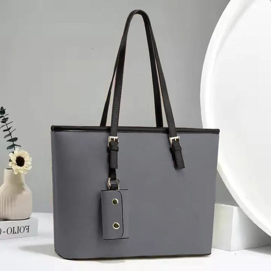 Grey Leather Shoulder Bag