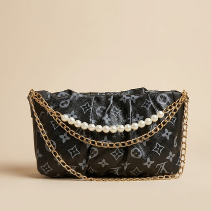Luxury Monogram Pearl Chain Shoulder Bag