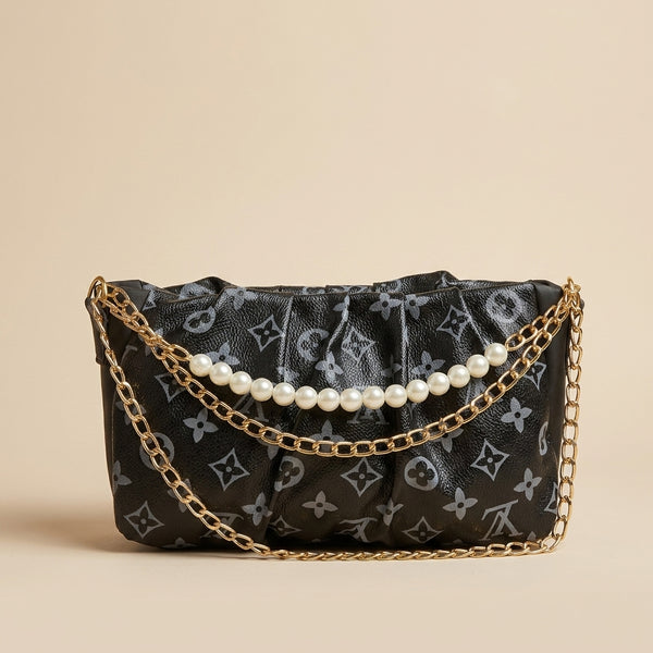 Luxury Monogram Pearl Chain Shoulder Bag