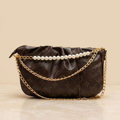 Luxury Monogram Pearl Chain Shoulder Bag