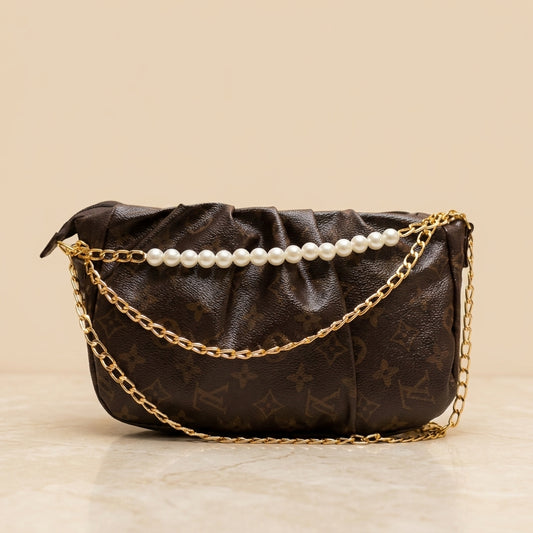 Luxury Monogram Pearl Chain Shoulder Bag