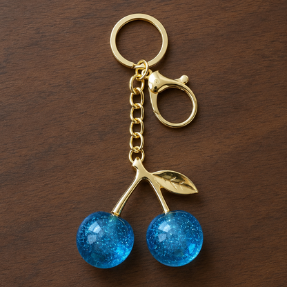Premium Cherry Bag Charm Keychain – Gold Finish