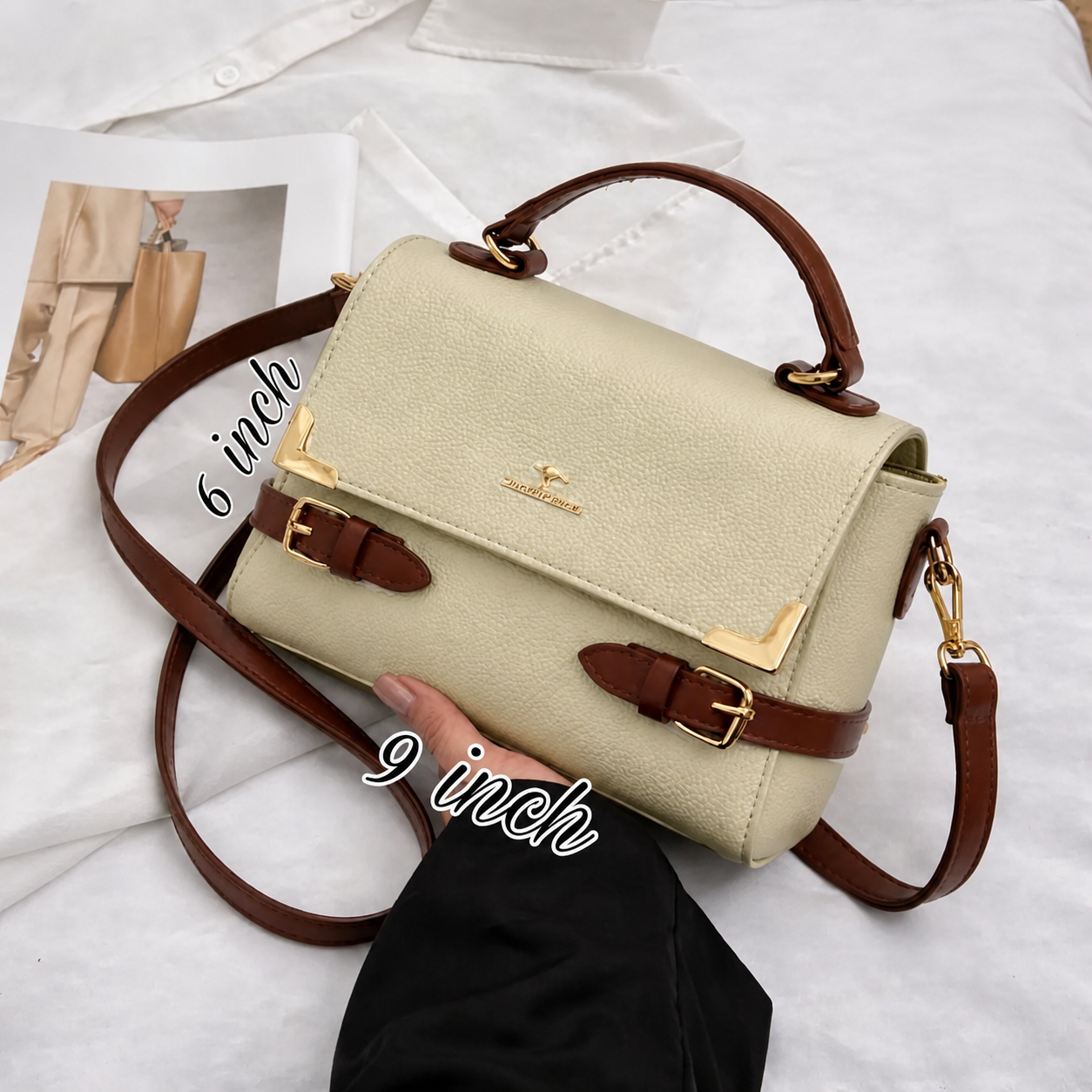 Leather shoulder Bag Medium Long Strap