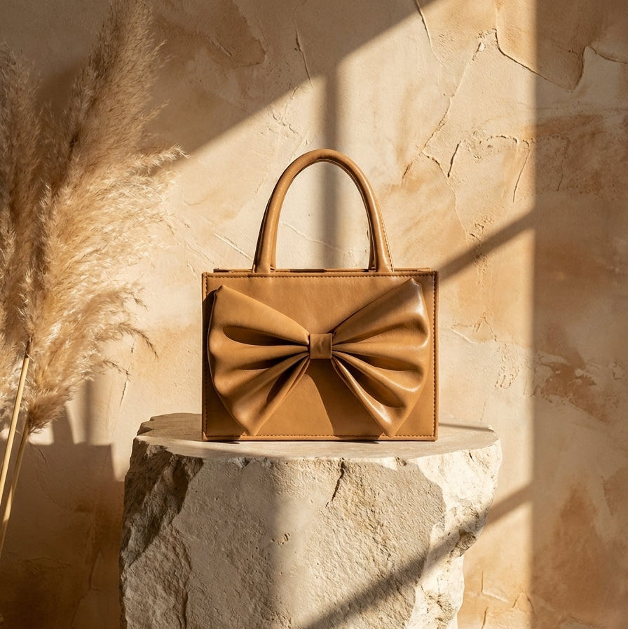 Elegant Bow Detail Structured Handbag