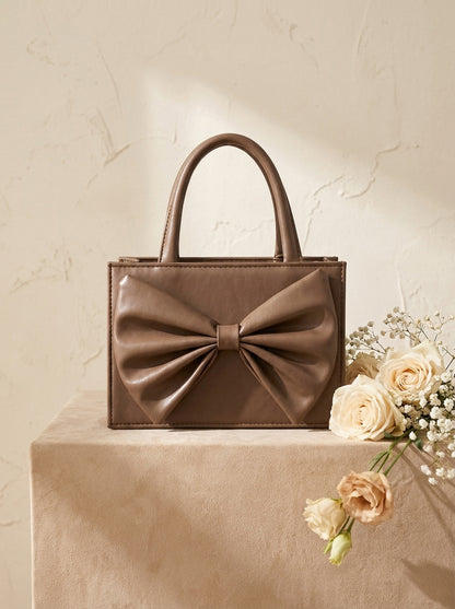 Elegant Bow Detail Structured Handbag