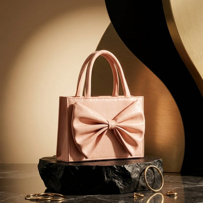 Elegant Bow Detail Structured Handbag