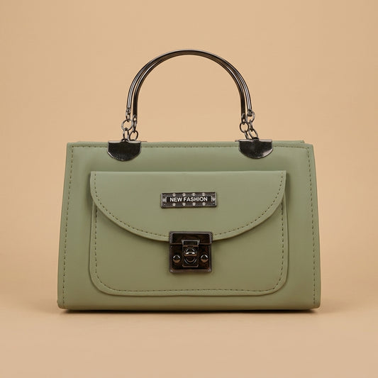 Premium Sage Green Top-Handle Handbag with Front Pocket