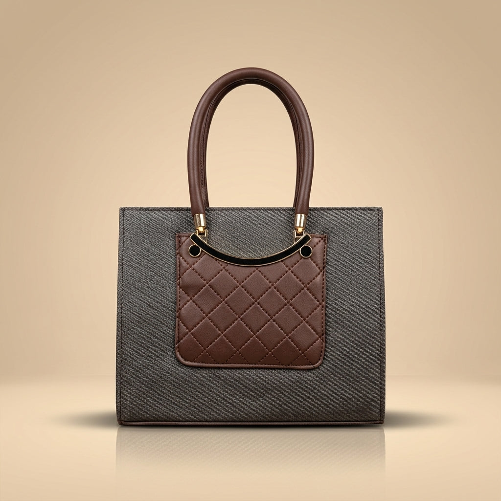 Elegant Quilted Front Pocket Tote