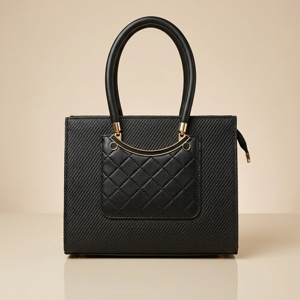 Elegant Quilted Front Pocket Tote