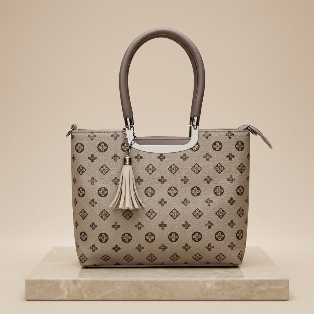 Women's Premium Tote Bag with Metal Handle Detail