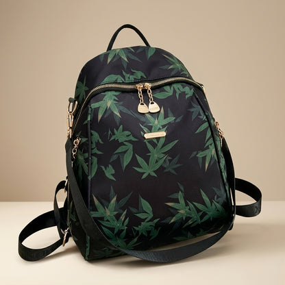 Premium Bamboo Print Black Backpack Multipurpose