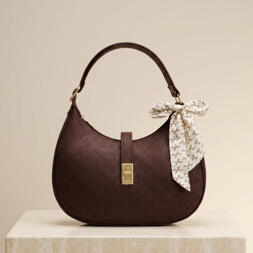 Textured Shoulder Bag with Bow