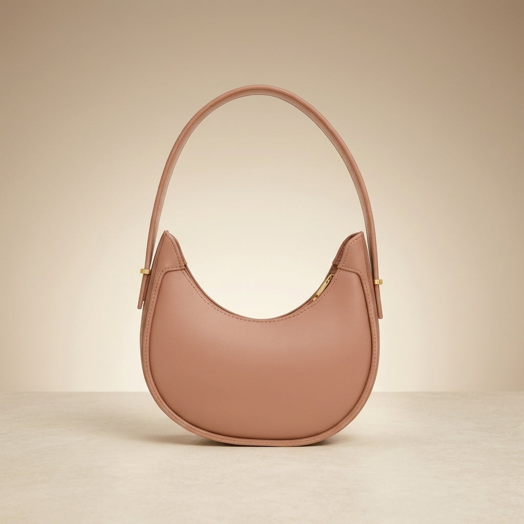 Leather Plain Shoulder Bag