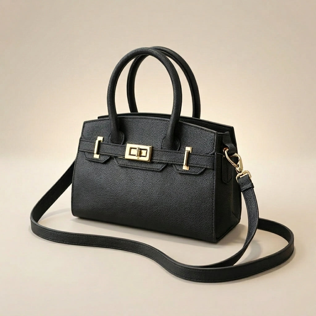 Black Leather Handbag for Women