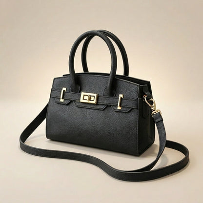 Black Leather Handbag for Women