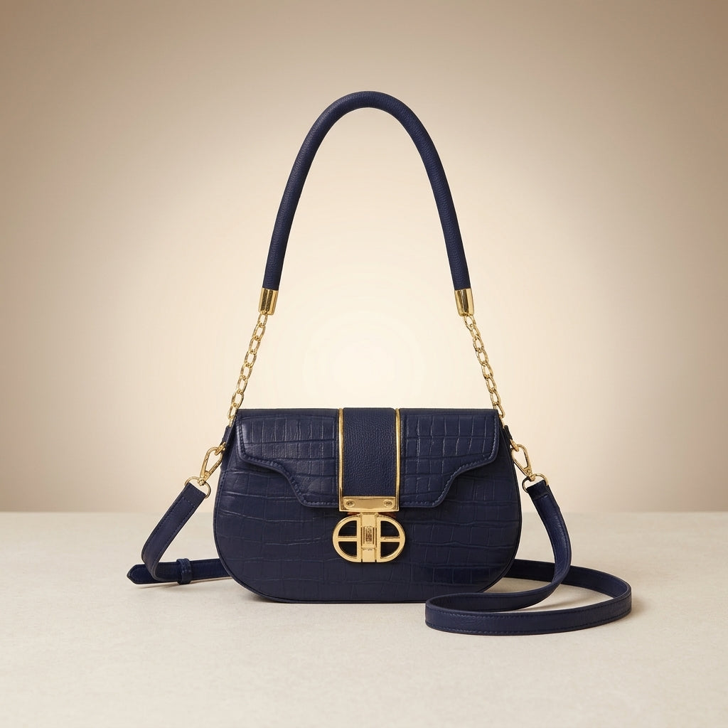 Croc Leather Shoulder Bag