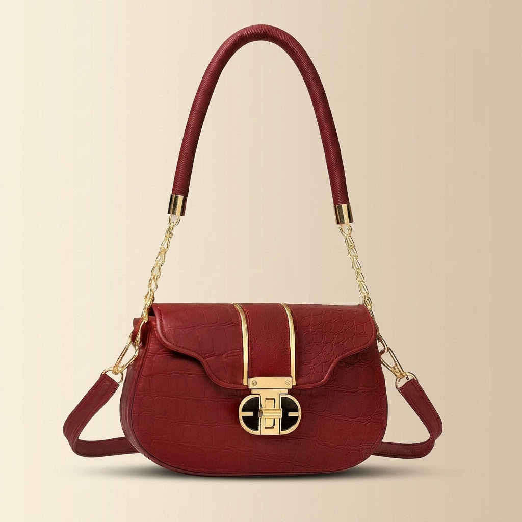 Croc Leather Shoulder Bag