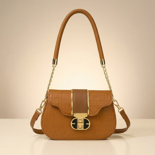 Croc Leather Shoulder Bag
