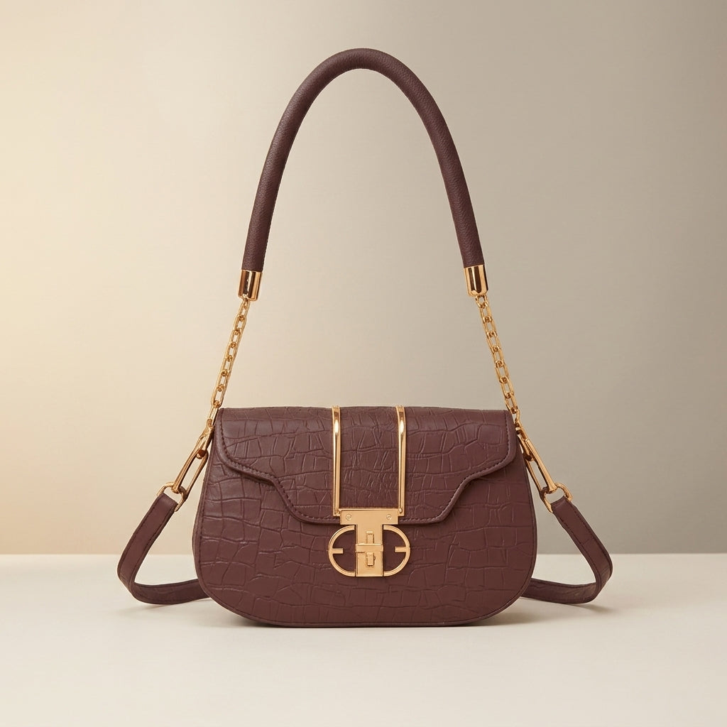 Croc Leather Shoulder Bag