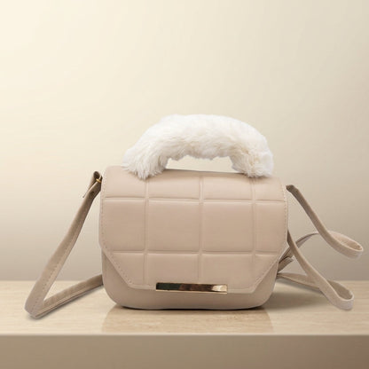 Quilted Crossbody Bag with Faux Fur