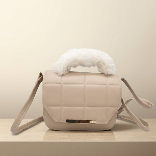 Quilted Crossbody Bag with Faux Fur