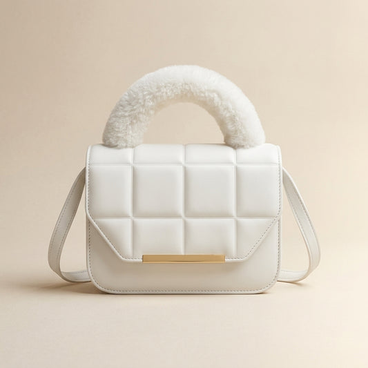 Quilted Crossbody Bag with Faux Fur