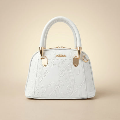 Golden Bloom Embossed Leather Handbag