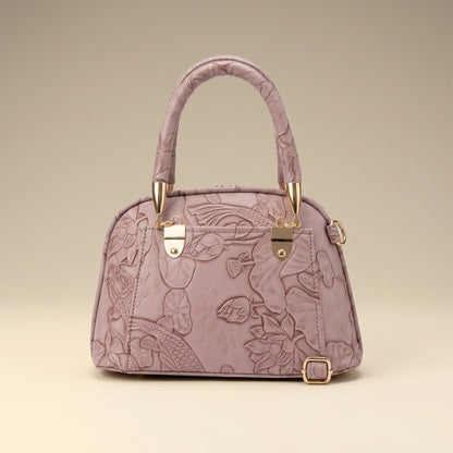 Golden Bloom Embossed Leather Handbag