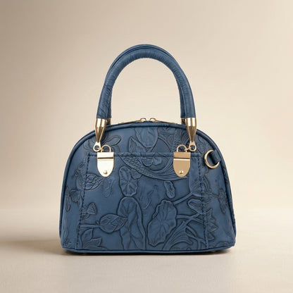 Golden Bloom Embossed Leather Handbag