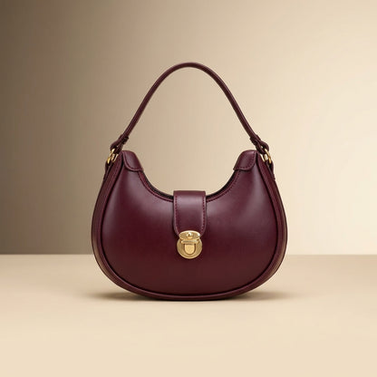 Leather Plain Shoulder Bag for Women