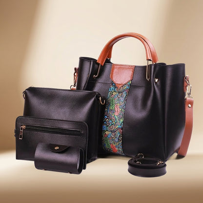 Luxury Paisley Print 4-Piece Handbag Collection